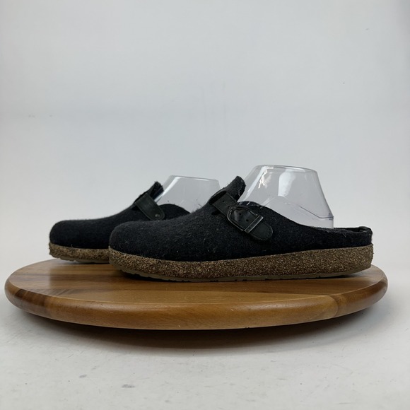 Mens Haflinger Grizzly Buckle Strap Black Wool Casual Slide Clogs Size EU 44 GUC main image 4